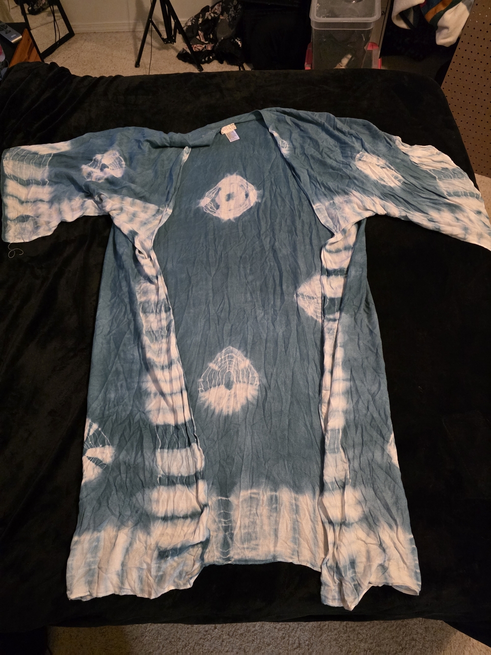 Free People Blue Tie-Dye Kimono Duster